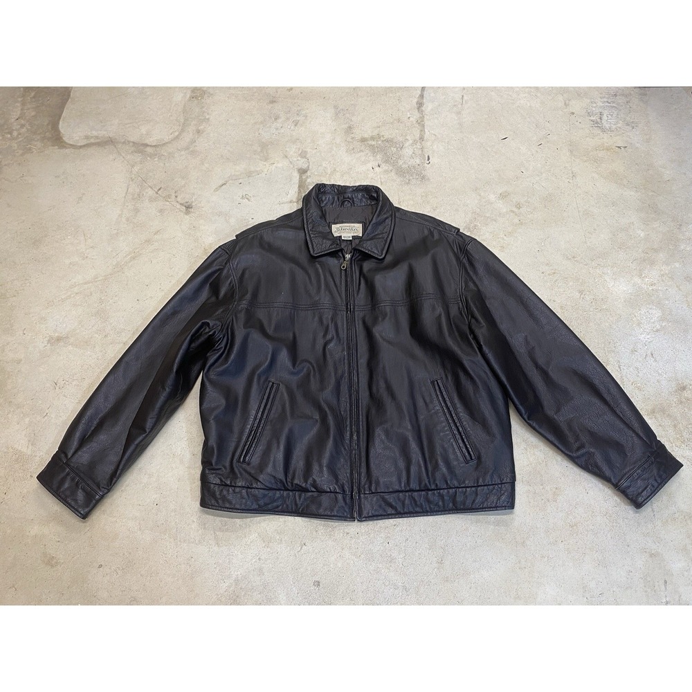 Vintage St Johns Bay Jacket Men XXL Brown Leather Aviator Lined Flight Bomber